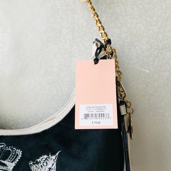 Juicy Couture Classic Scottie Dogs Hobo Liquorice Bag Black white NWT - Picture 10 of 11